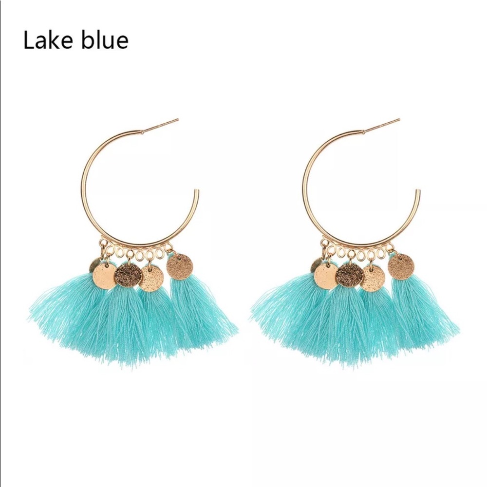 Gold tassel boho earrings